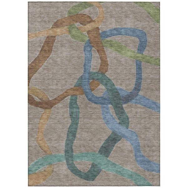 Chantille Machine Washable Indoor/Outdoor Abstract ACN2394 Taupe 5 ft. x 7 ft. 6 in. Area Rug