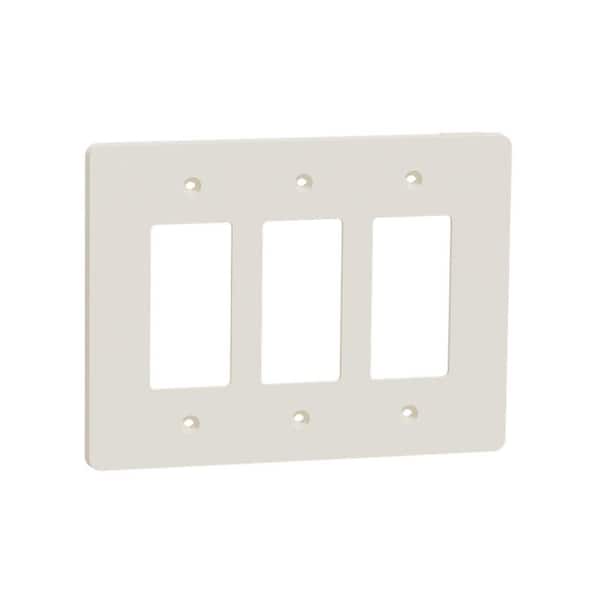 Square D X Series 3-Gang Mid Size Plus Wall Plate Cover Decorator/Rocker Matte Light Almond