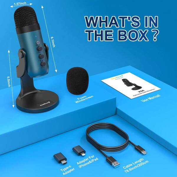Plug and Play USB Microphone in Teal 1 (-PACK)