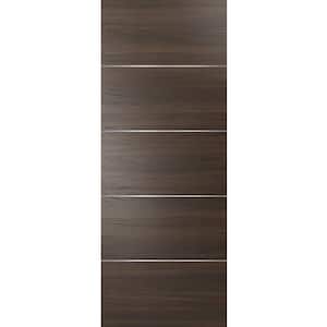 0020 30 in. x 80 in. Flush No Bore Solid Core Chocolate Ash Finished Pine Wood Interior Door Slab