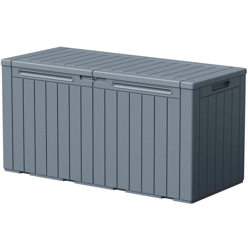 100 Gal. Gray Outdoor Waterproof Lockable Resin Deck Box