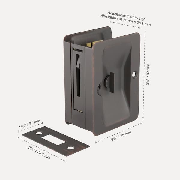 Onward 3-1/4 in. (82 mm) Oil-Rubbed Bronze Pocket Door Pull with