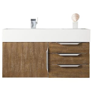Mercer Island 35.5 in. W x 19 in. D x 19.5 in. H Single Bath Vanity in Latte Oak with Solid Surface Top in Glossy White