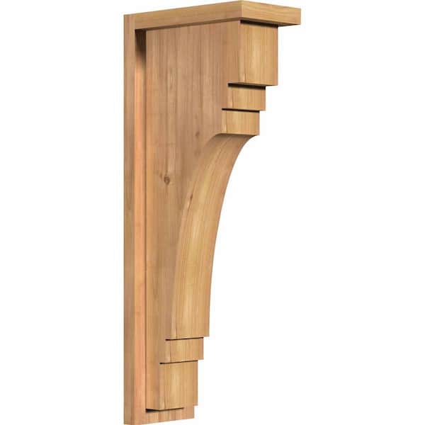 Ekena Millwork 5-1/2 in. x 10 in. x 26 in. Western Red Cedar Pescadero Smooth Corbel with Backplate