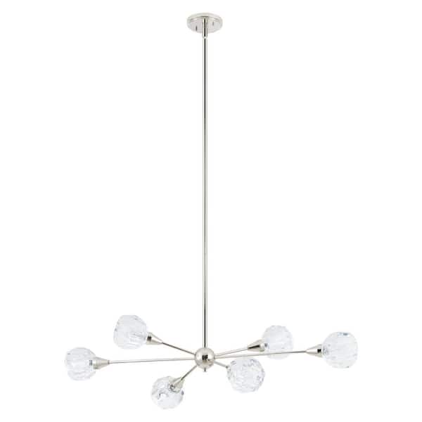 Thesis Helena 42-inch 6-light Polished Nickel Chandelier with