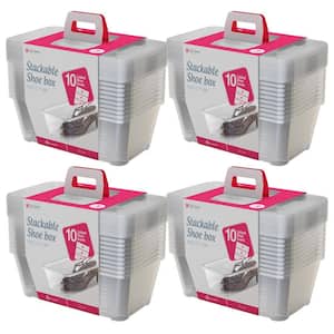 6.0 Qt. Clear Shoe and Closet Storage Box Stacking Container, (40-Pack)