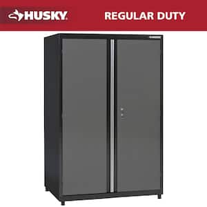 Regular Duty 46 in. W x 72 in. H x 24 in. D 4-Shelf 22-Gauge Steel Freestanding Garage Storage Cabinet in Black and Gray