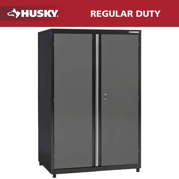 Regular Duty 46 in. W x 72 in. H x 24 in. D 4-Shelf 22-Gauge Steel Freestanding Garage Storage Cabinet in Black and Gray