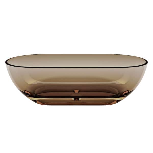 69 in. x 30 in. Freestanding Gradient Coffee-Tint Resin Soaking Bathtub with Drain Anti-Slip Base, Easy-Clean Surface