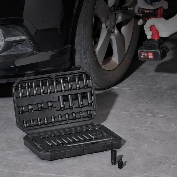 1/4 in. Impact Sockets Set 6 Point Drive Bit Ratchet Tool Kit Case (55-piece)