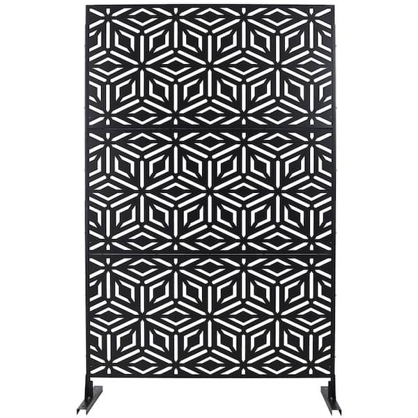 Sudzendf Outdoor and Indoor Freestanding Decorative Privacy Screen Metal Privacy Screen, Fence Panels in Black