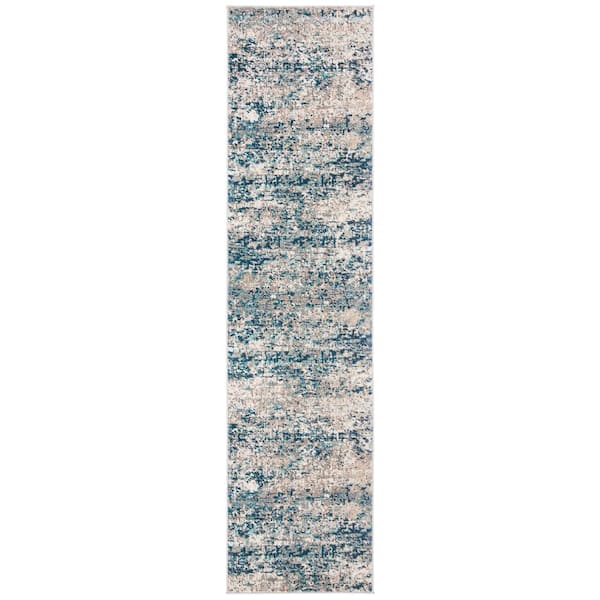 SAFAVIEH Madison Gray/Blue 2 ft. x 10 ft. Abstract Gradient Runner Rug