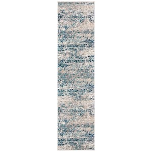 Madison Gray/Blue 2 ft. x 12 ft. Abstract Gradient Runner Rug