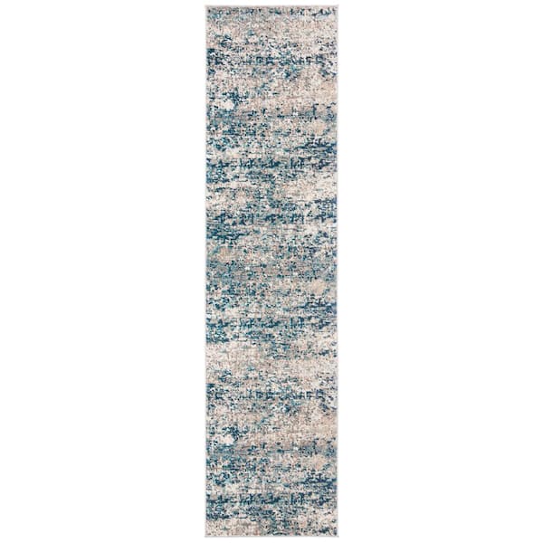 SAFAVIEH Madison Gray/Blue 2 ft. x 6 ft. Abstract Gradient Runner Rug
