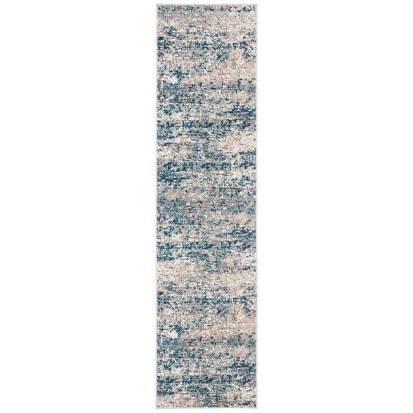SAFAVIEH Madison Gray/Blue 2 ft. x 8 ft. Abstract Gradient Runner Rug ...