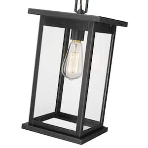 Bowton 8.5 in 1-Light Powder Coat Black Outdoor with Clear Glass