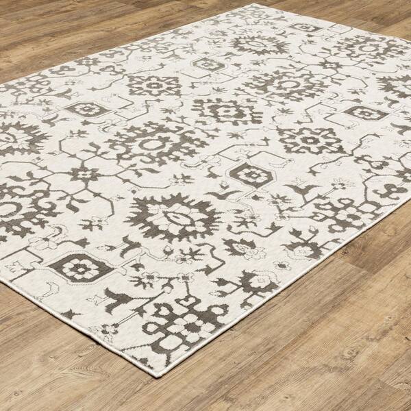 AVERLEY HOME Imperial Ivory/Gray 7 ft. x 10 ft. Borderless