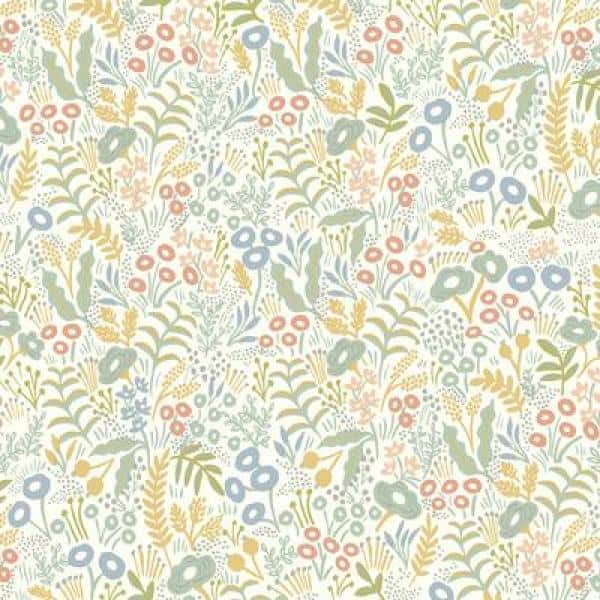 Light Mustard Floral Nonwoven Removable Wallpaper