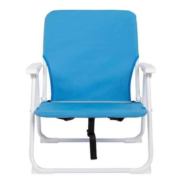 cenadinz 19.6 x 23.6 x 24.8 in. Metal Load-Bearing 220 lbs. Blue Oxford Cloth White Iron Frame Beach Chair