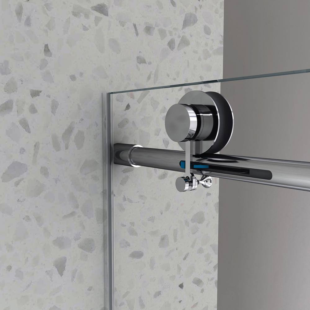 60" x 76" Frameless Chrome Sliding Shower Door with Clear Glass