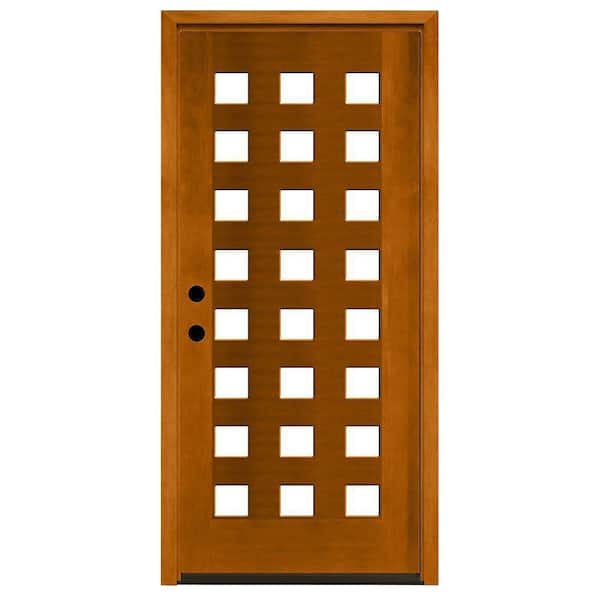 Steves & Sons 36 in. x 80 in. Modern 24 Lite Obscure Stained Mahogany Wood Prehung Front Door