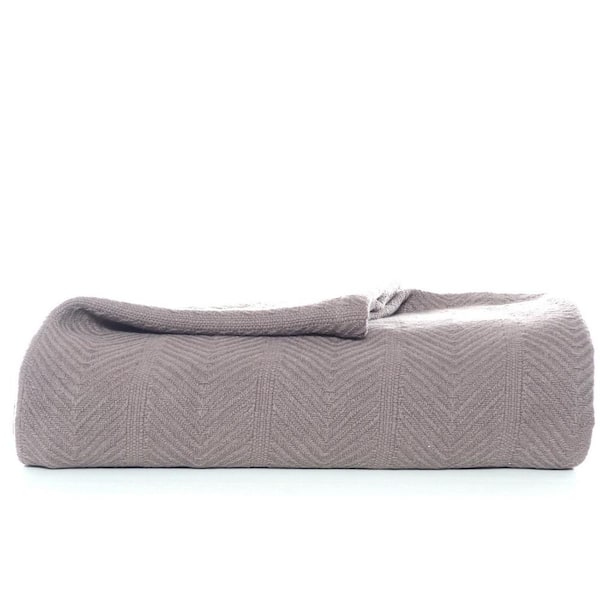 Eddie Bauer Herringbone 1-Piece Mushroom Grey Cotton King Blanket