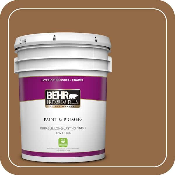 BEHR PREMIUM PLUS 5 gal. #QE-31 Barcelona Brown Eggshell Enamel Low Odor Interior Paint & Primer