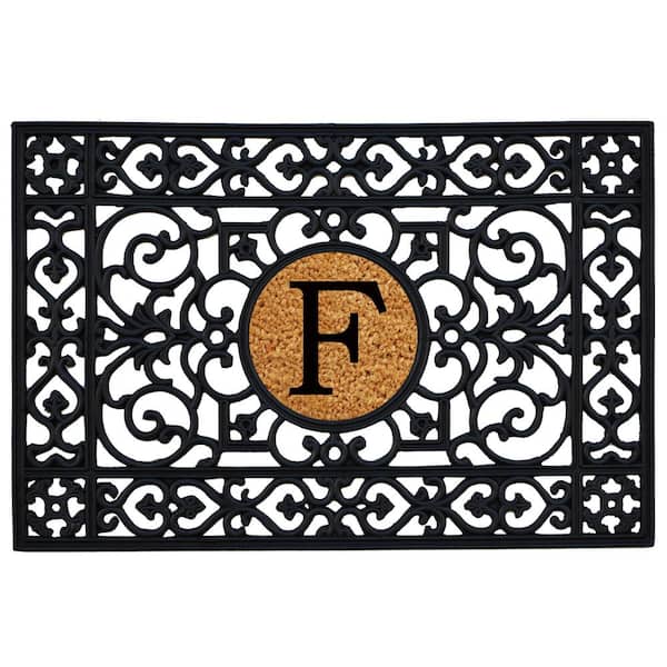 24 in. x 36 in. Rubber Monogrammed F Door Mat