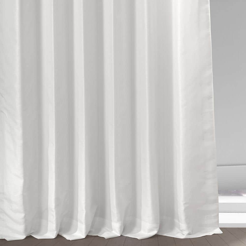 Extra Long Off-White Blackout Faux Silk Drapes