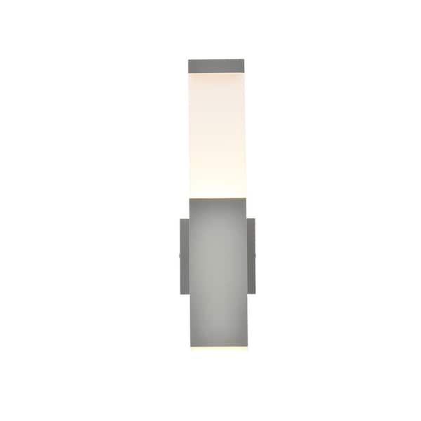 PRIVATE BRAND UNBRANDED Timeless Home 1-Light Rectangular Silver LED Outdoor Wall Sconce