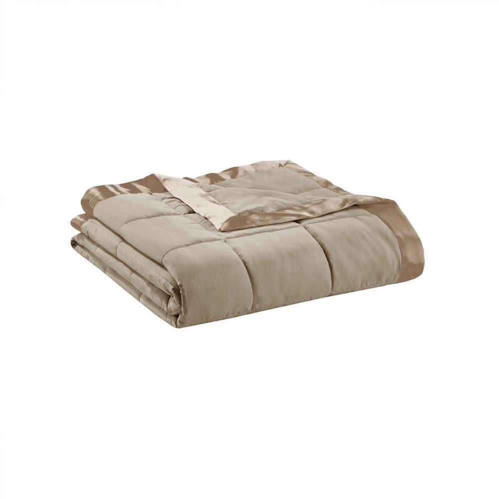Twin Brown Down Alternative Blanket with Satin Trim