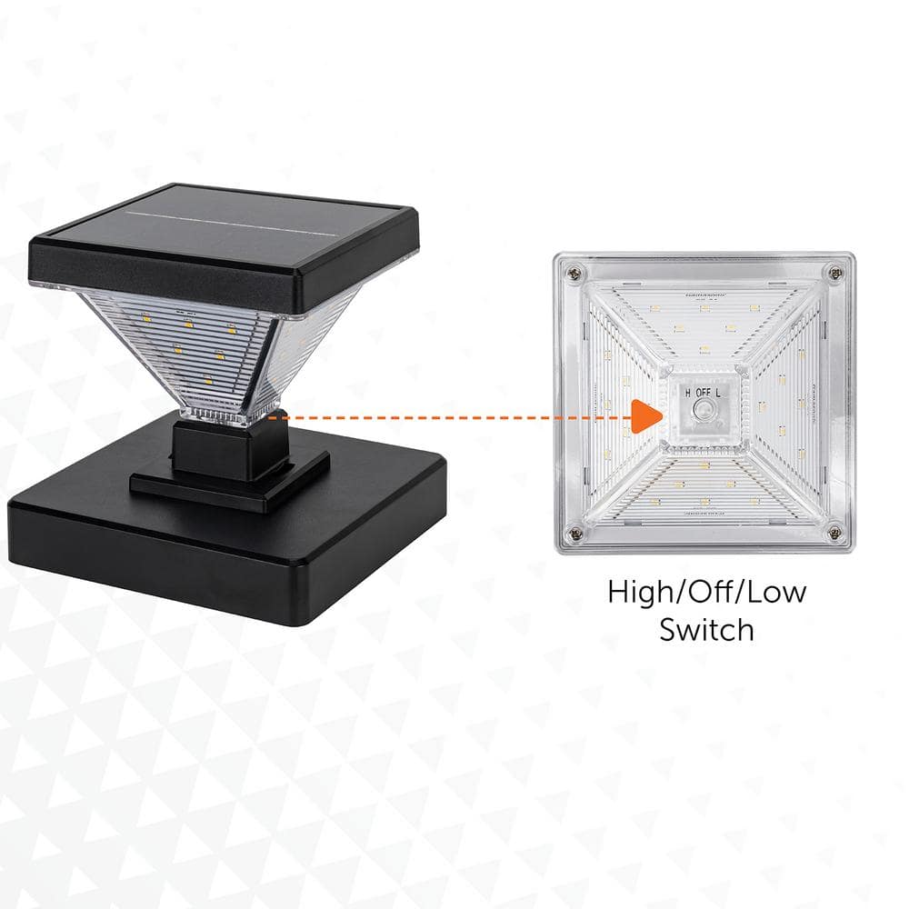 Black Solar LED Dusk to Dawn Post Cap Lights Multipack