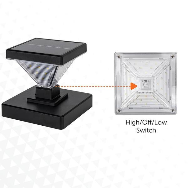 GAMA SONIC Luxor Black 4x4 and 5x5 Solar LED Deck Post Cap Light