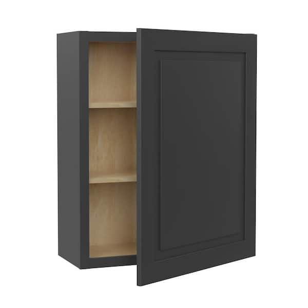 Home Decorators Collection Grayson Deep Onyx Painted Plywood Shaker Assembled Wall Kitchen Cabinet Soft Close 21 in W x 12 in D x 30 in H