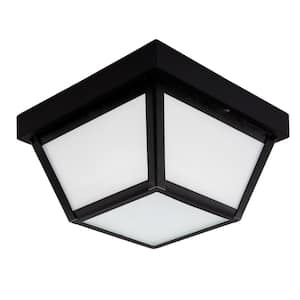 1-Light Black LED Outdoor Flush Mount Light