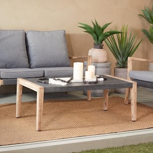 17 in. Dark Grey Rectangle Wood Contemporary Outdoor Coffee Table