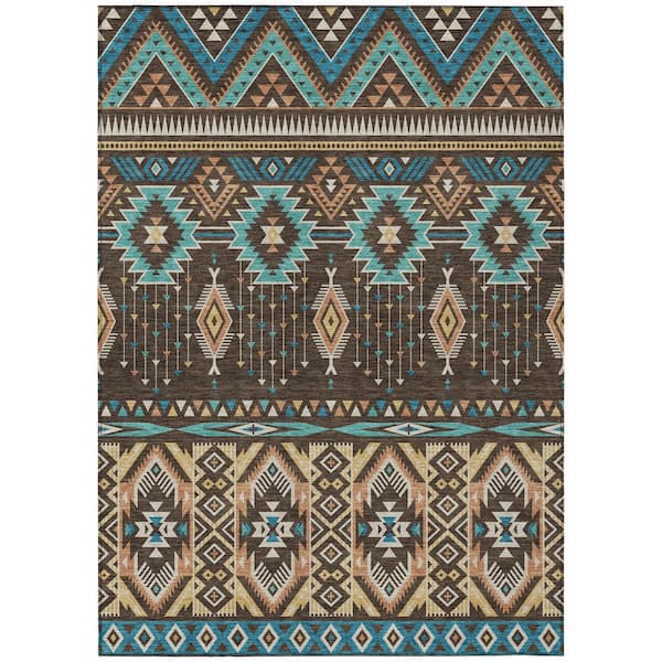Chantille Machine Washable Indoor/Outdoor Abstract ACN1851 Brown 3 ft. x 4 ft. Area Rug