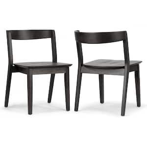 Astor Black Solid Wood Chair with Curved Back (Set of 2)