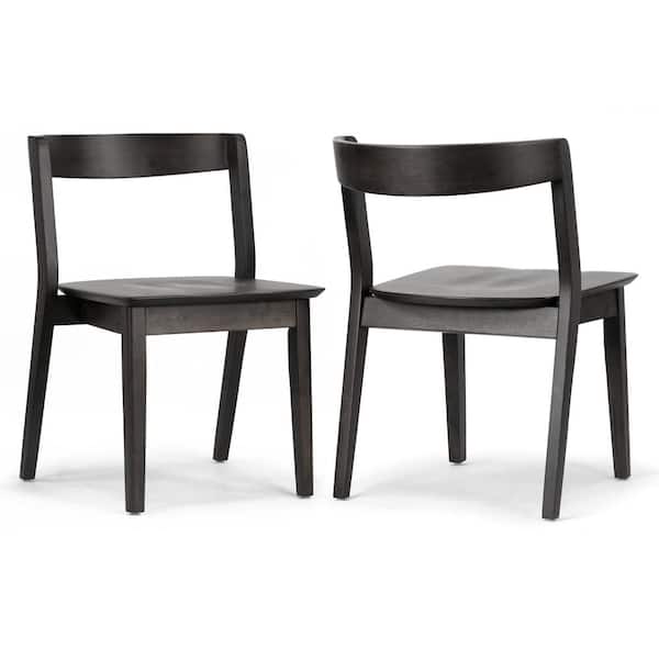 Glamour Home Astor Black Solid Wood Chair with Curved Back (Set of 2)