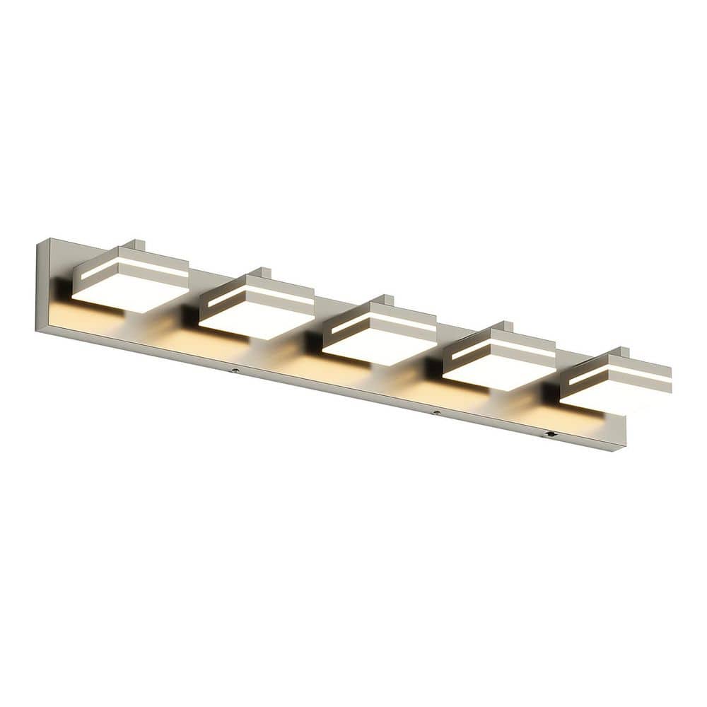 33.9 in. 5-Light Brushed Nickel Modern LED Bathroom Vanity Light, Dimmable 5-Color Temperature price history on PriceWatchPro