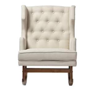 Iona Mid-Century Beige Fabric Upholstered Rocking Chair