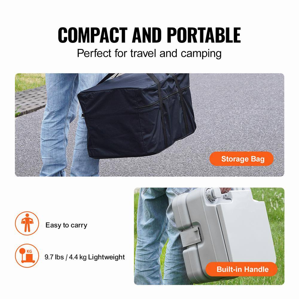 Gray Plastic Freestanding Portable Camping Toilet with 3.2 Gallon Tanks