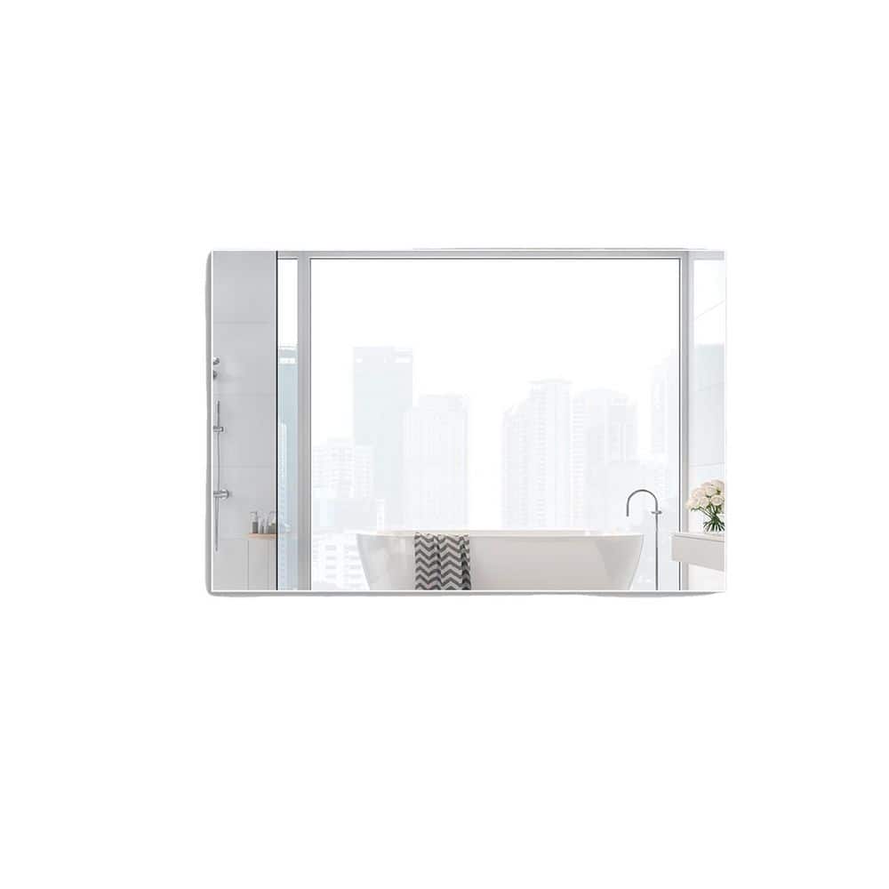 48 in. W x 32 in. H Rectangular Aluminum Framed Wall Mounted Bathroom Vanity Mirror in White price history on PriceWatchPro