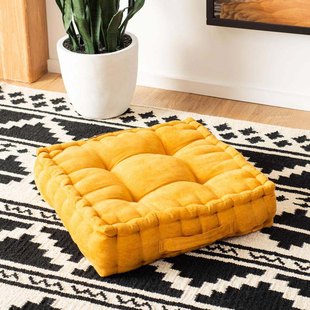 Gardenia Ginger Velvet Square Floor Pillow with Handle