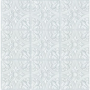 Ashley Stark Grey White Willa Wall Tile Peel and Stick Wallpaper Sample