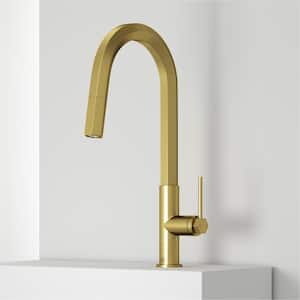 Hart Hexad Single Handle Pull-Down Spout Kitchen Faucet in Matte Brushed Gold