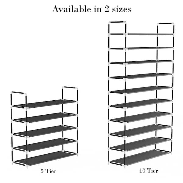  Calmootey 10-Tier Shoe Rack,Shoe Shelf Storage Organizer,Entryway,Bedroom,Black  : Home & Kitchen
