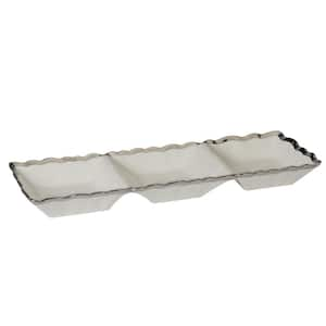 15 in. W x 5.5 in. H x 1.75 in. D White Porcelain Regency Silver Serving Tray