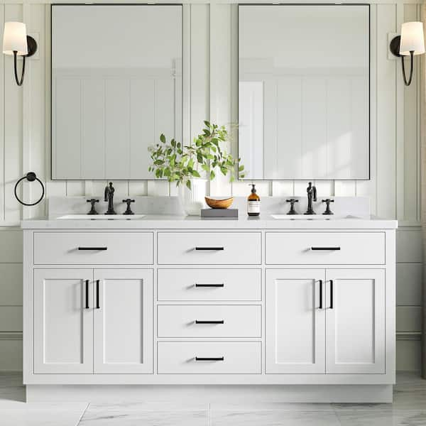 ARIEL Hepburn 72 in. W x 22 in. D x 36 in. H Double Sink Freestanding ...