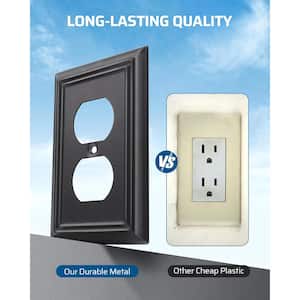 1-Gang Black Duplex Outlet Metal Wall Plates (4-Pack)
